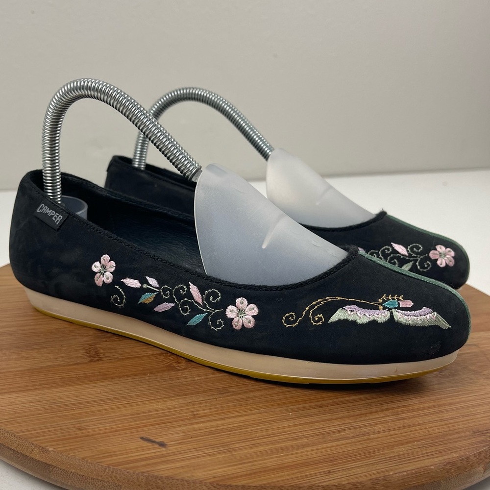 Camper Embroidered Ballet Flats